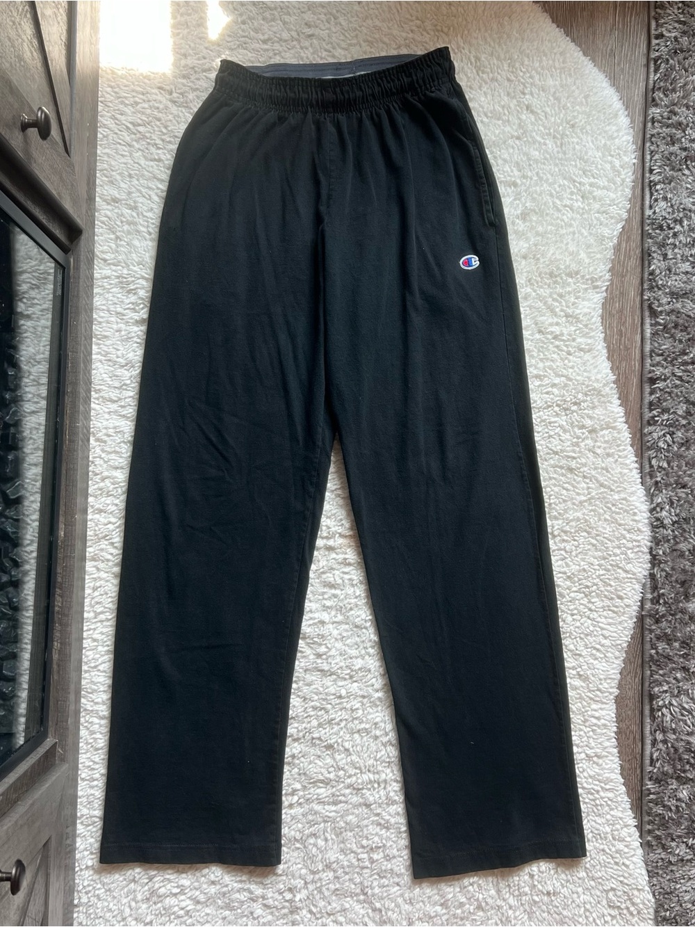 Champion Black Lightweight Sweatpants Drawstring Joggers (S)